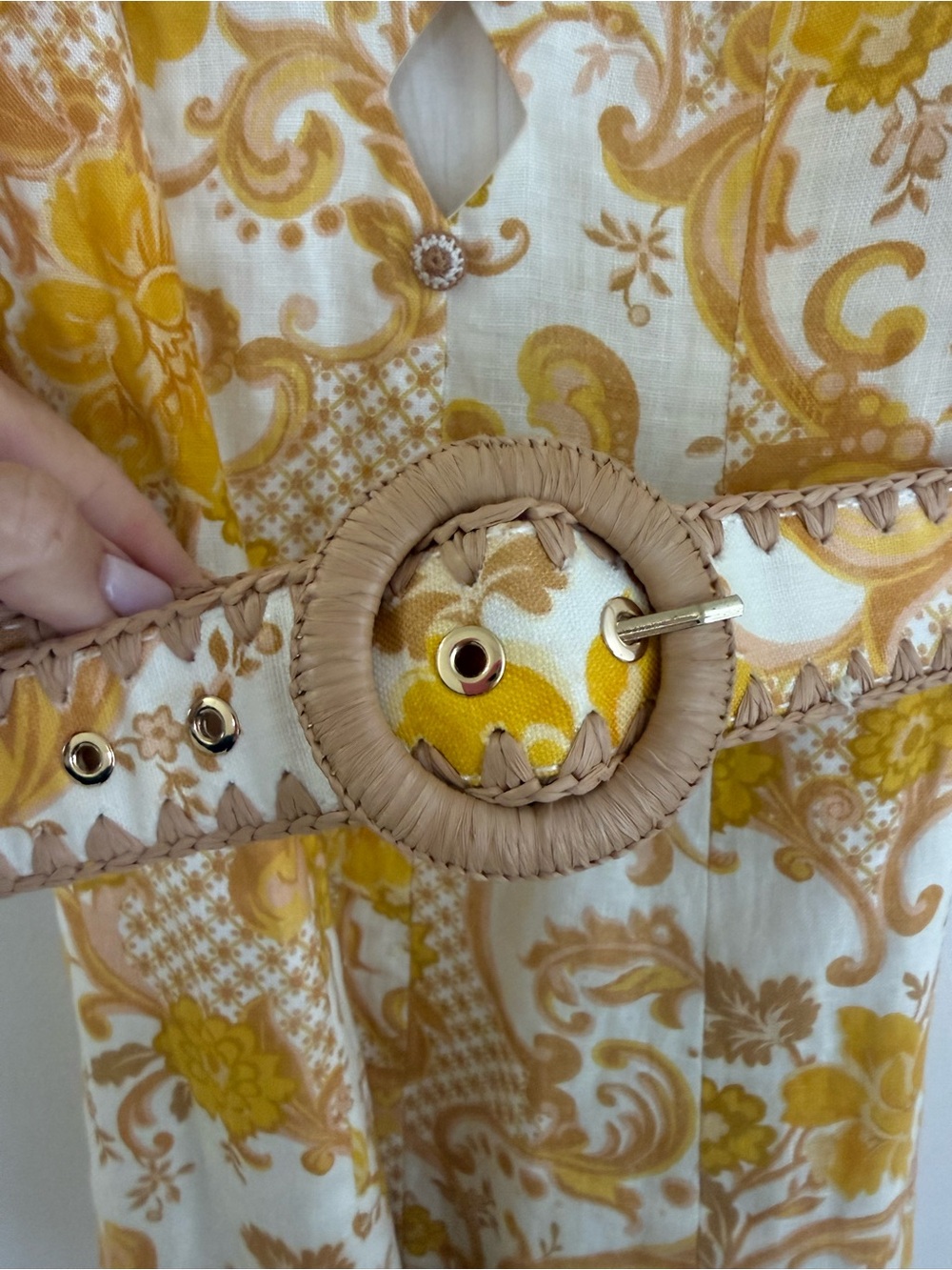 Zimmerman Postcard Mini Dress in Swirl Floral Yellow Sz 0 - Picture 8 of 14